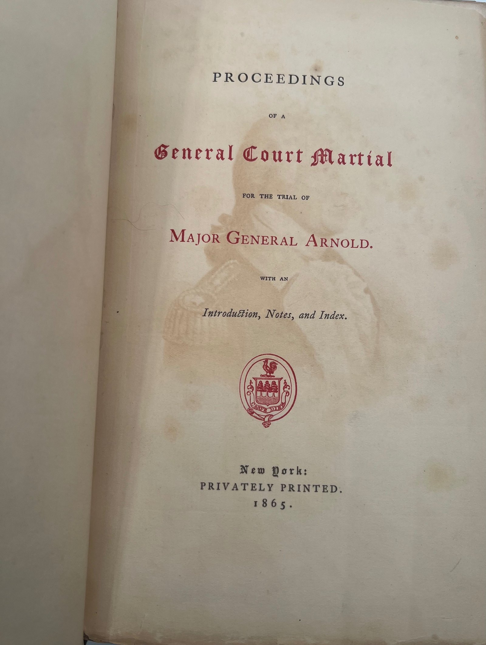 1865 Benedict Arnold Court Martial Limited Edition of 100 Copies B1354 photo 6