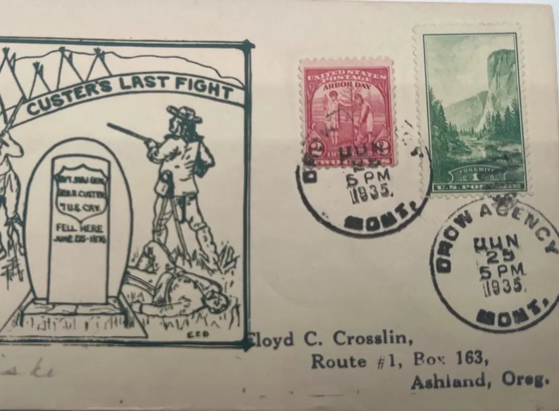 1935 Custer’s Last Fight Chief Gall Little Bighorn Crow Agency MT Cover #1487 photo 3
