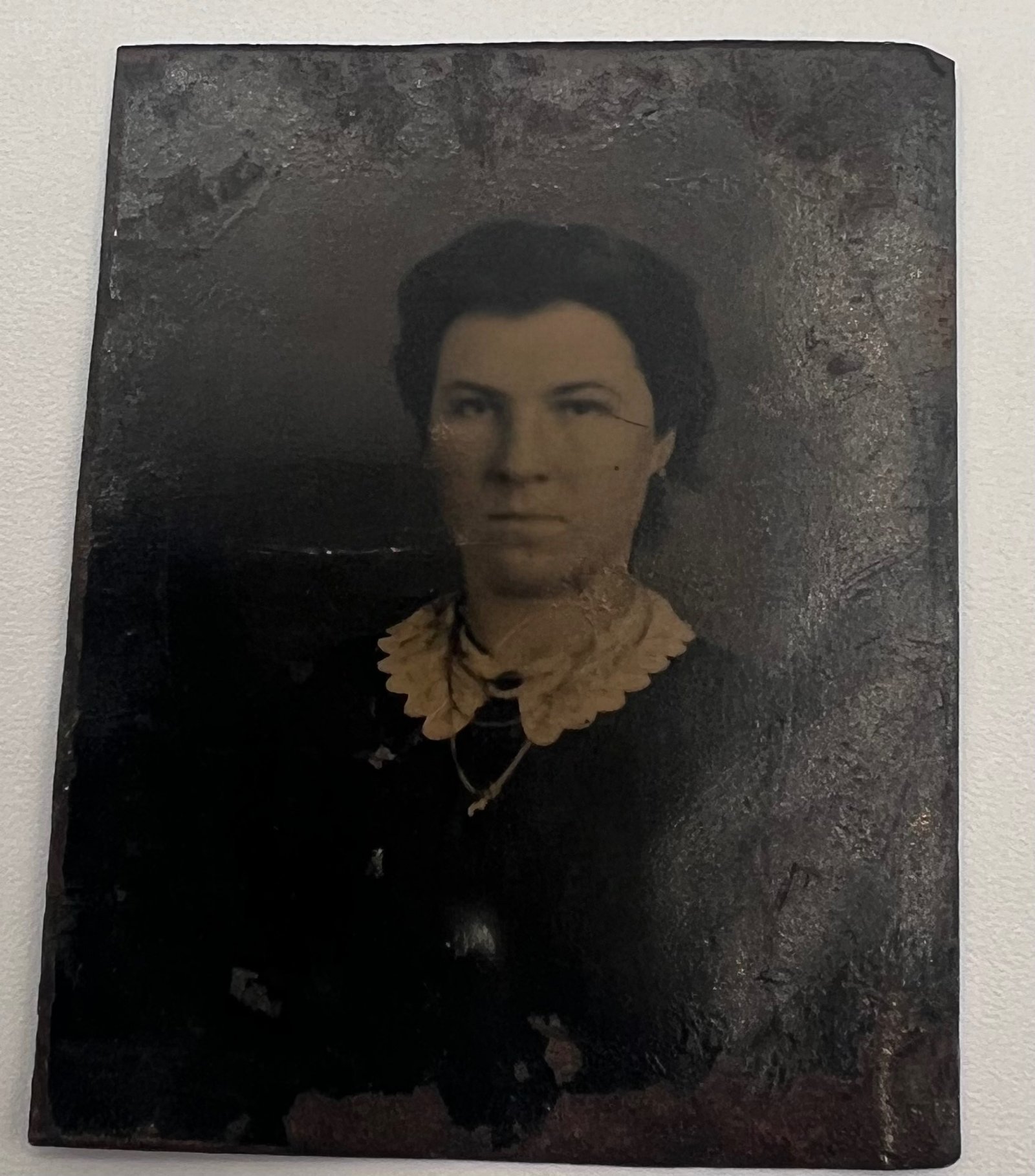Antique 1870s Hand Tinted Tintype Portrait Victorian Woman 2 1/8” Photo #1489 photo 3