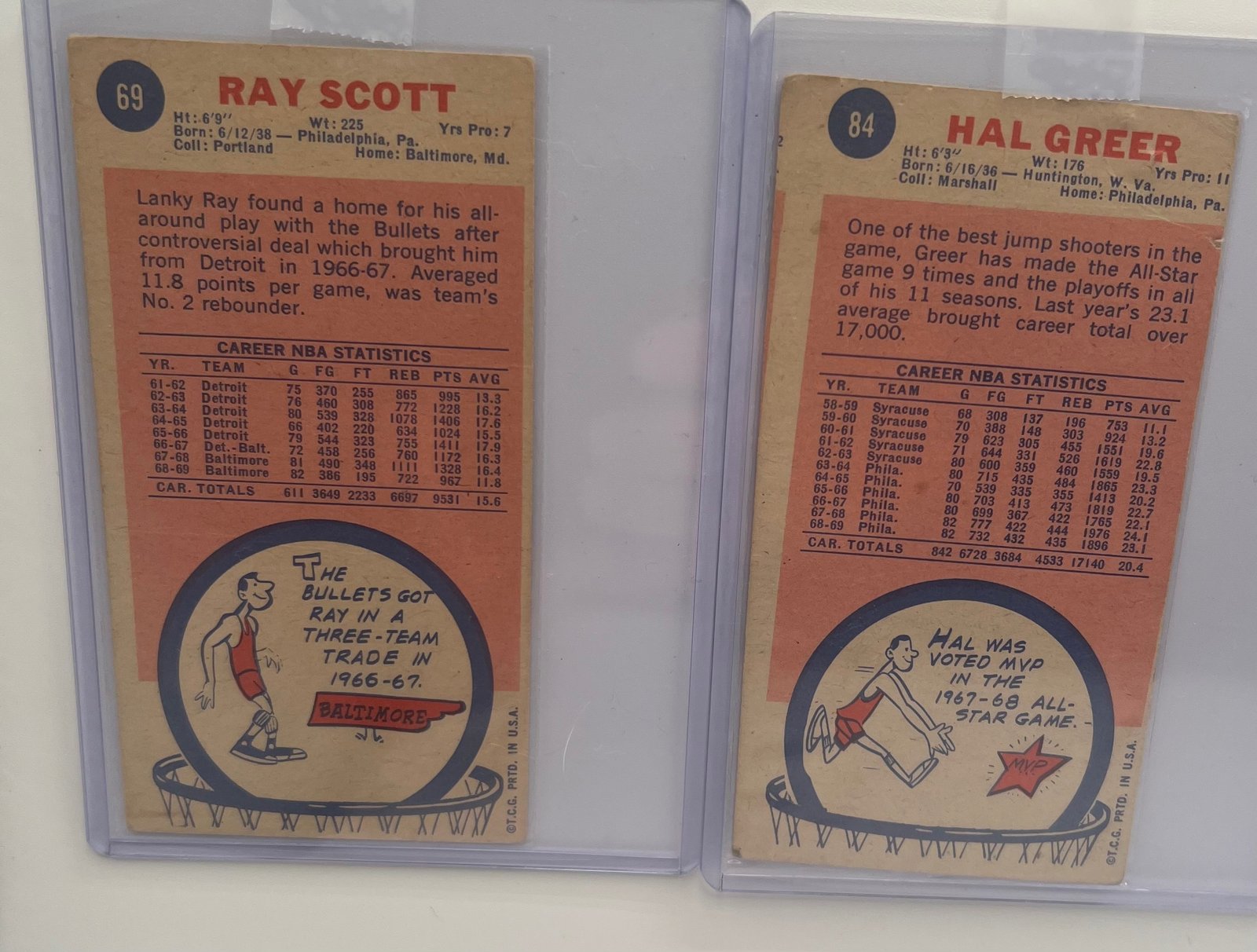 1969-70 Topps Tall Boy Basketball Lot 4 Cunningham Greer Scott Lee #1490 photo 8