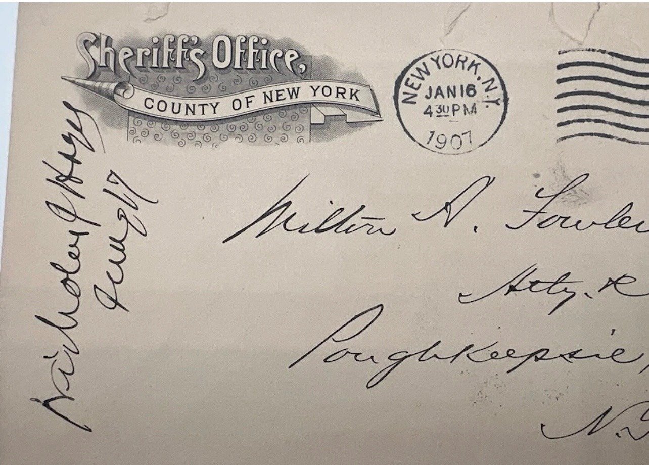 1907 New York County Sheriff’s Office Cover 2¢ Washington Scott 319 #1491 photo 4