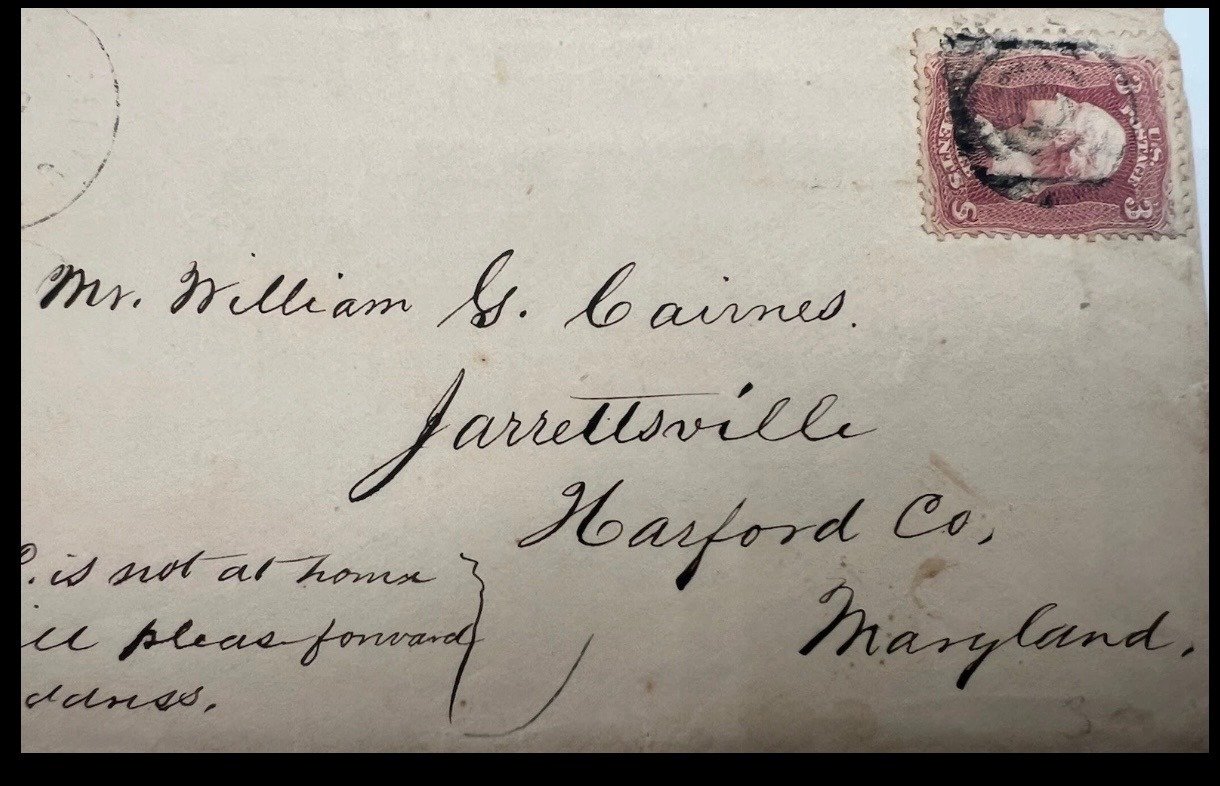 1860s Civil War Era Cover 3¢ Washington Scott 65 Maryland Postal History #1492 photo 2
