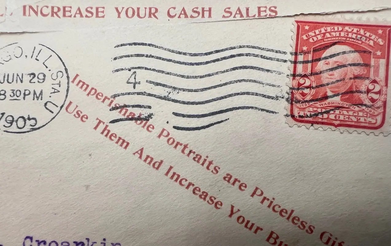 1903 Columbia Portrait Co Chicago Advertising Cover 2¢ Washington Stamp #1493 photo 4