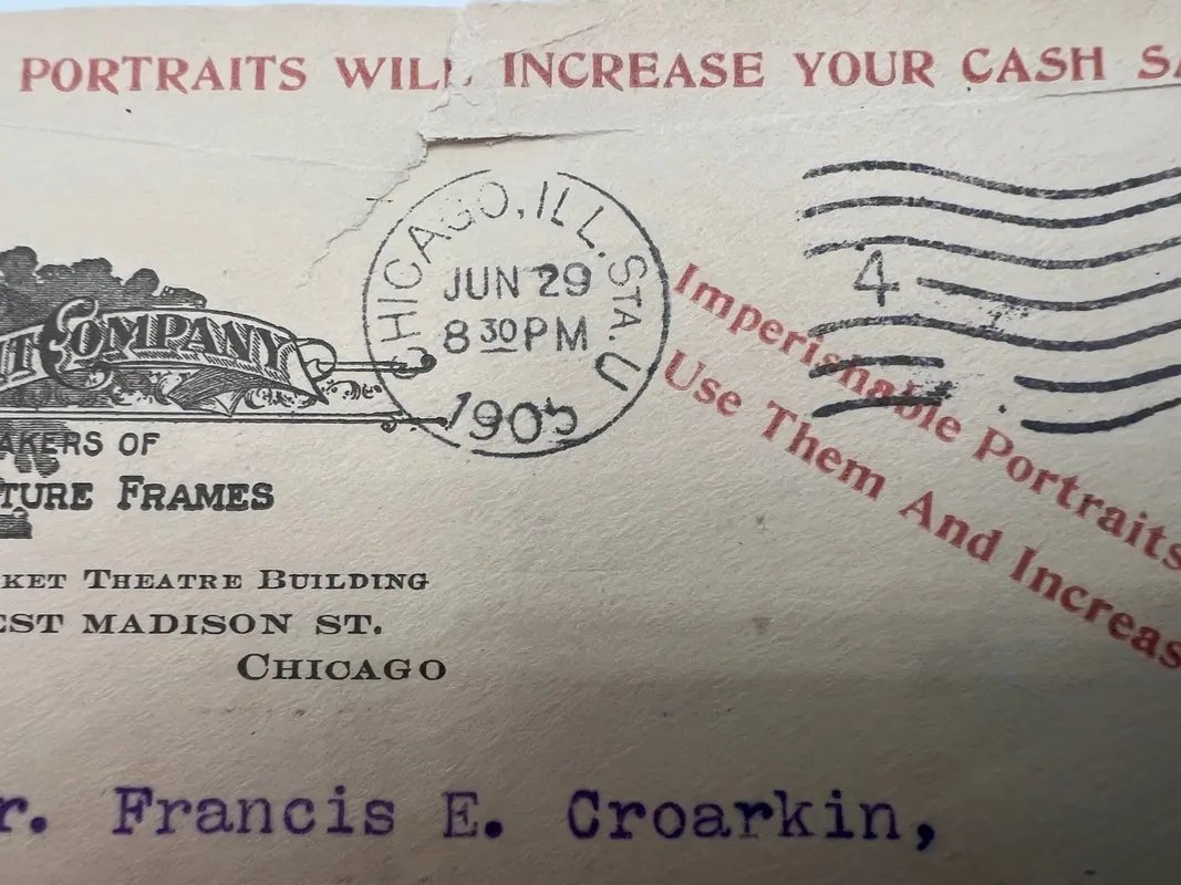 1903 Columbia Portrait Co Chicago Advertising Cover 2¢ Washington Stamp #1493 photo 5