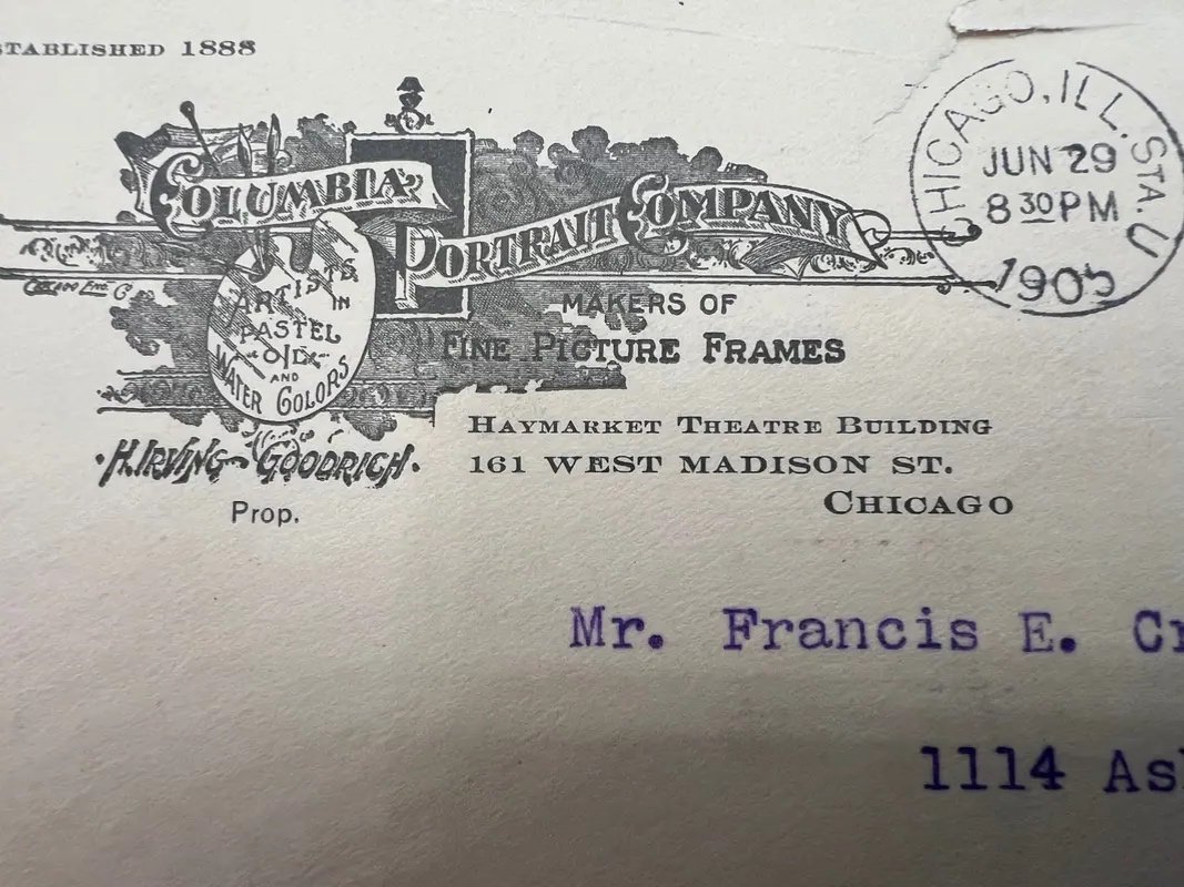 1903 Columbia Portrait Co Chicago Advertising Cover 2¢ Washington Stamp #1493 photo 6