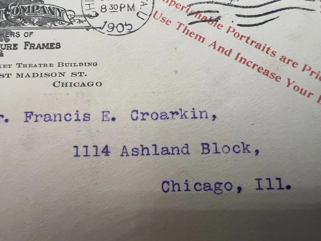 1903 Columbia Portrait Co Chicago Advertising Cover 2¢ Washington Stamp #1493 photo 7