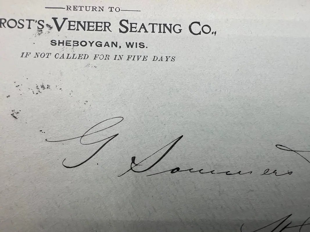 1899 Frost’s Veneer Seating Co Sheboygan WI Cover 1¢ Franklin Scott 279 #1494 photo 5