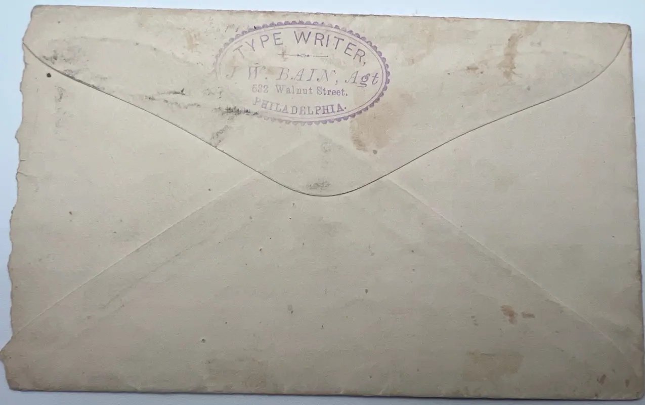 1876 U219 Centennial Typewriter Cover J.W. Bain Philadelphia Remington #1495 photo 6