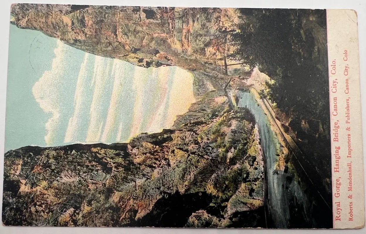 1908 Royal Gorge Hanging Bridge Canon City Colorado Railroad Postcard #1499 photo 5