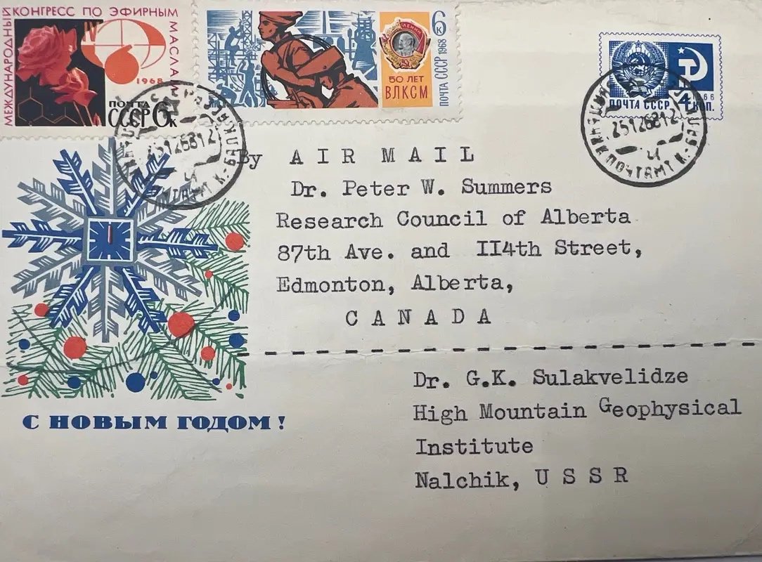 1968 USSR-Canada Sulakvelidze Summers Hail Research Cold War Cover #1502 photo 2