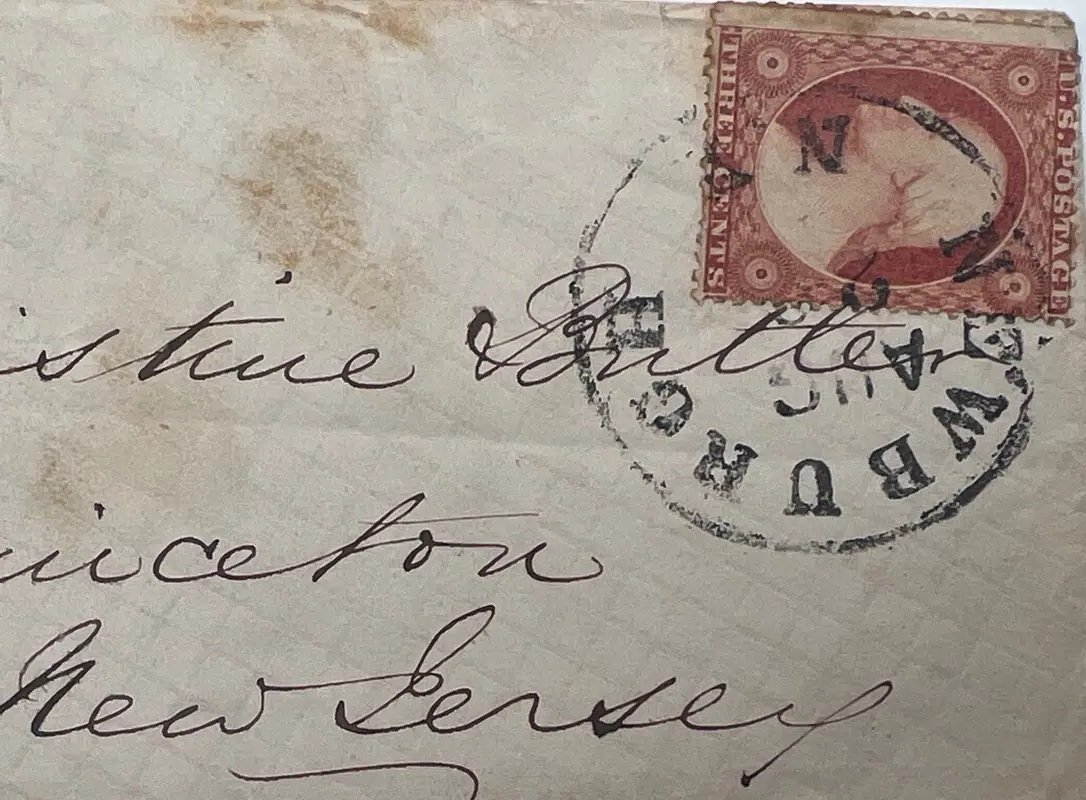 1857 Scott 26 3c Washington Cover Christina Butler Princeton NJ #1504 photo 3