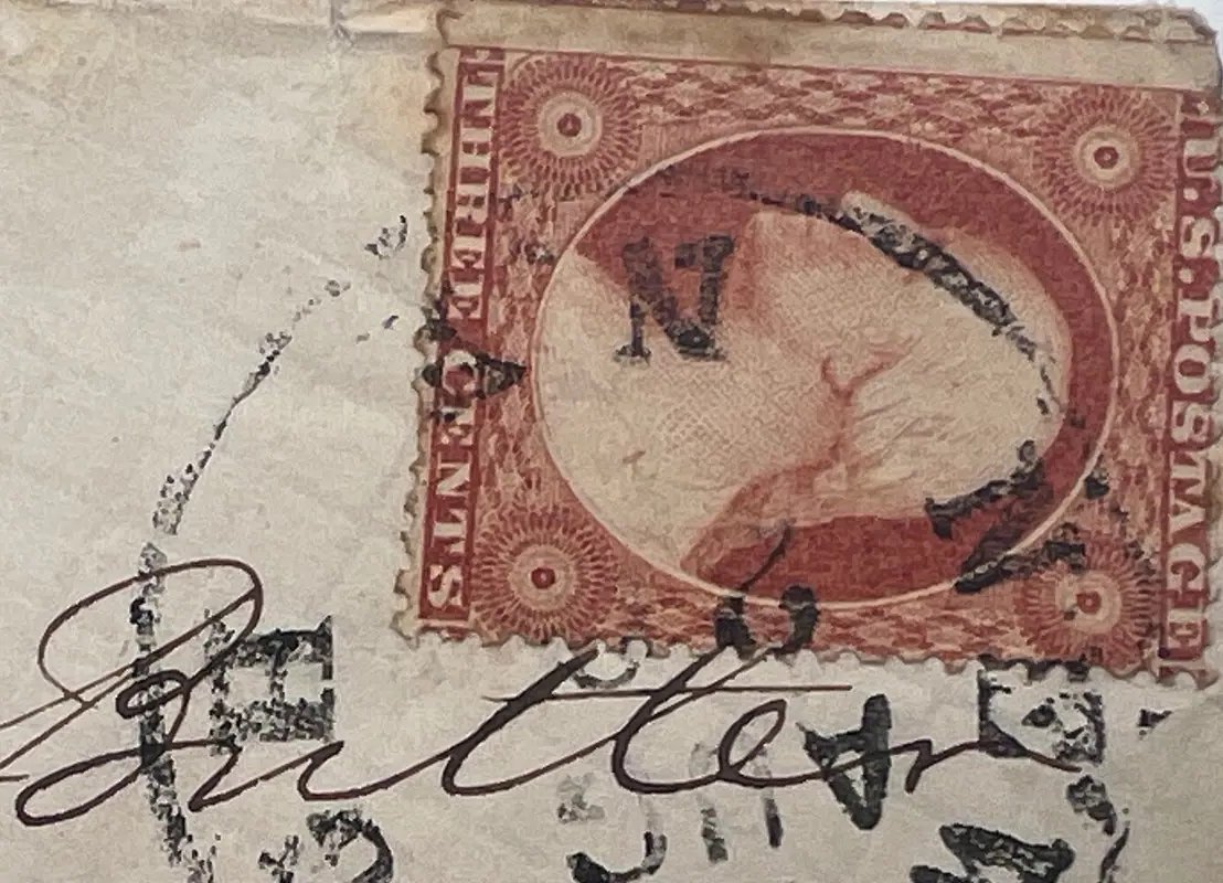1857 Scott 26 3c Washington Cover Christina Butler Princeton NJ #1504 photo 4
