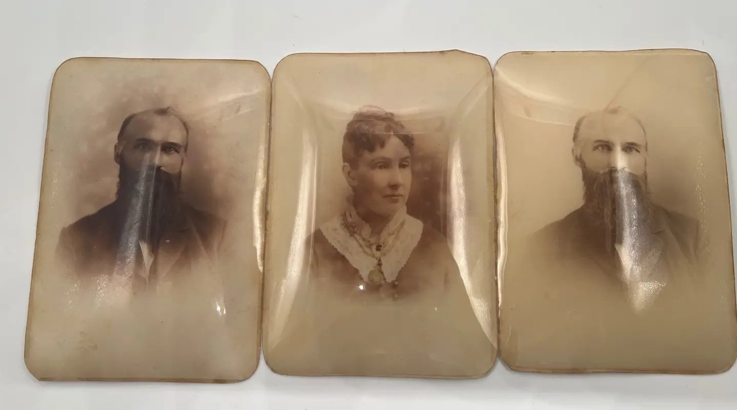 Antique Convex Photos Dr & Mrs Henry Wilson Oberlin Ohio Lot of 3 #S1505