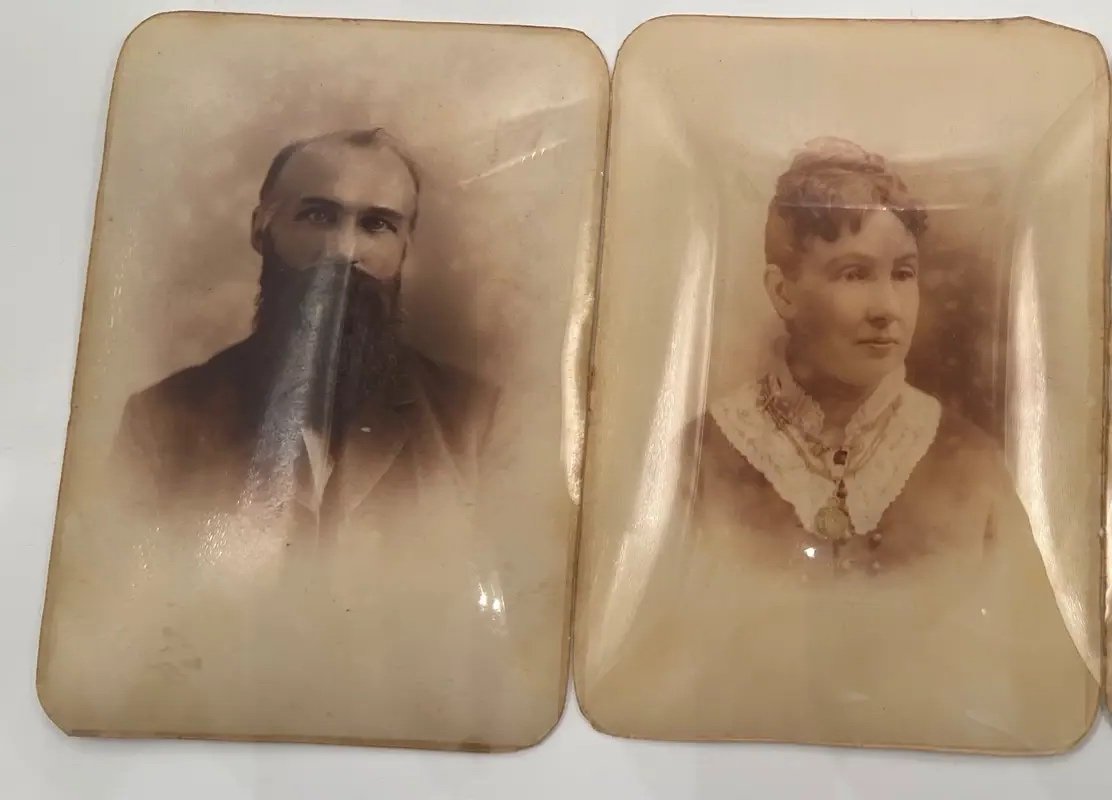 Antique Convex Photos Dr & Mrs Henry Wilson Oberlin Ohio Lot of 3 #S1505 photo 2