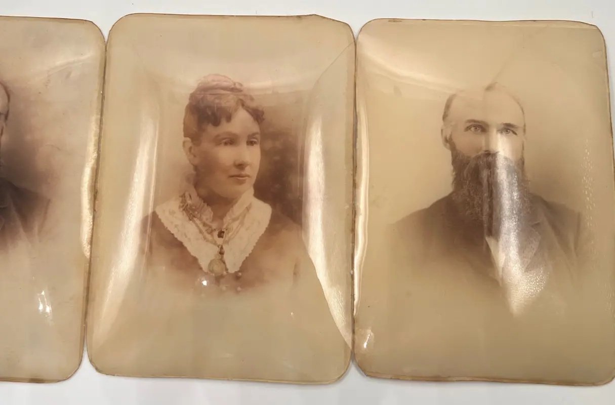 Antique Convex Photos Dr & Mrs Henry Wilson Oberlin Ohio Lot of 3 #S1505 photo 4