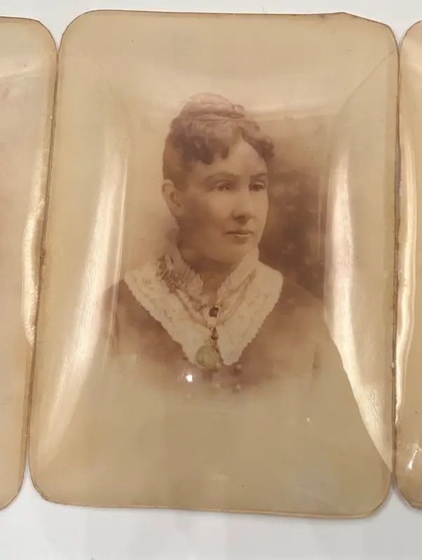 Antique Convex Photos Dr & Mrs Henry Wilson Oberlin Ohio Lot of 3 #S1505 photo 5