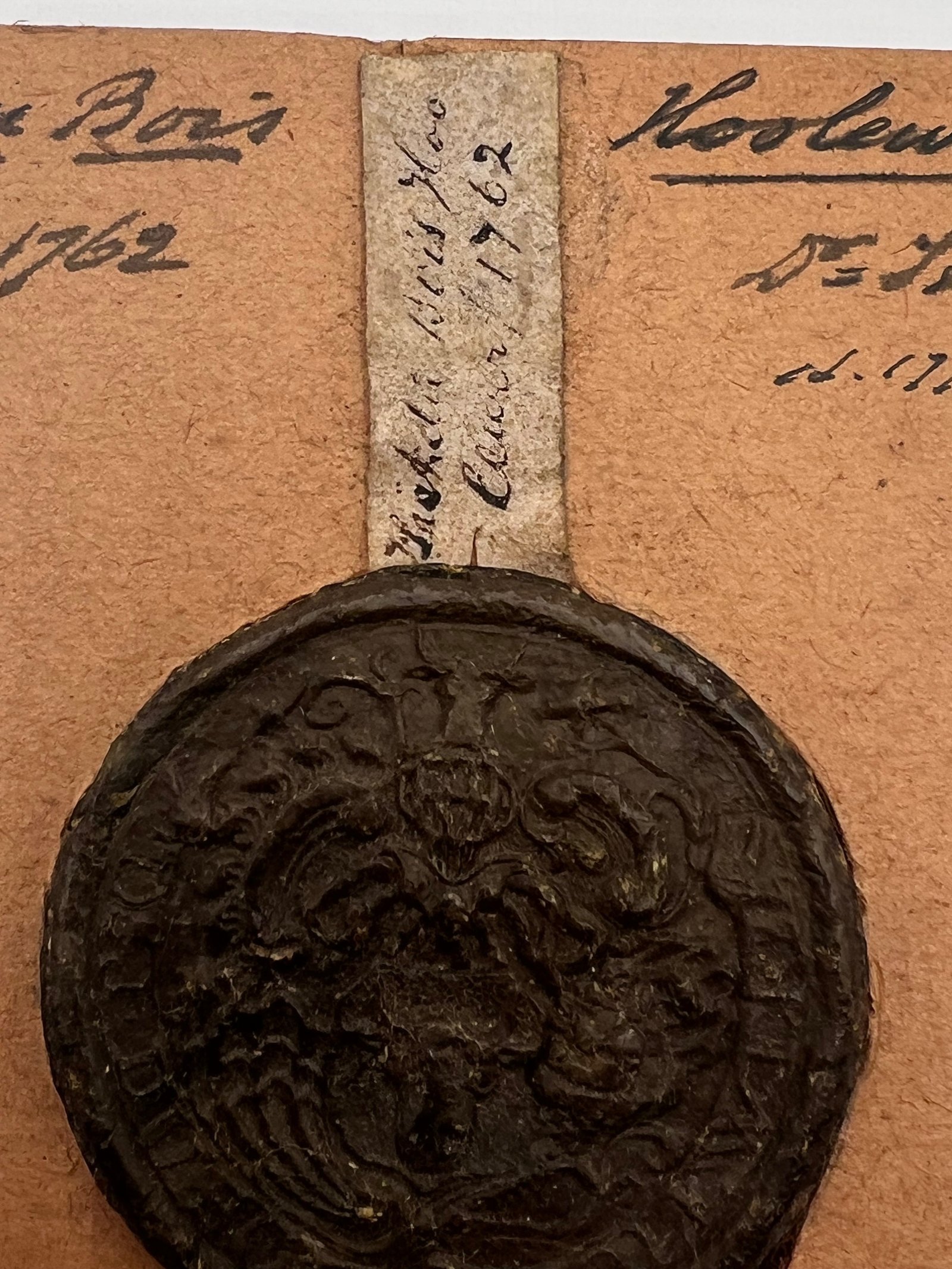 1762 Antique Du Bois Heraldic Wax Seal Koolewerff 1774 Dutch Armorial #1508 photo 3