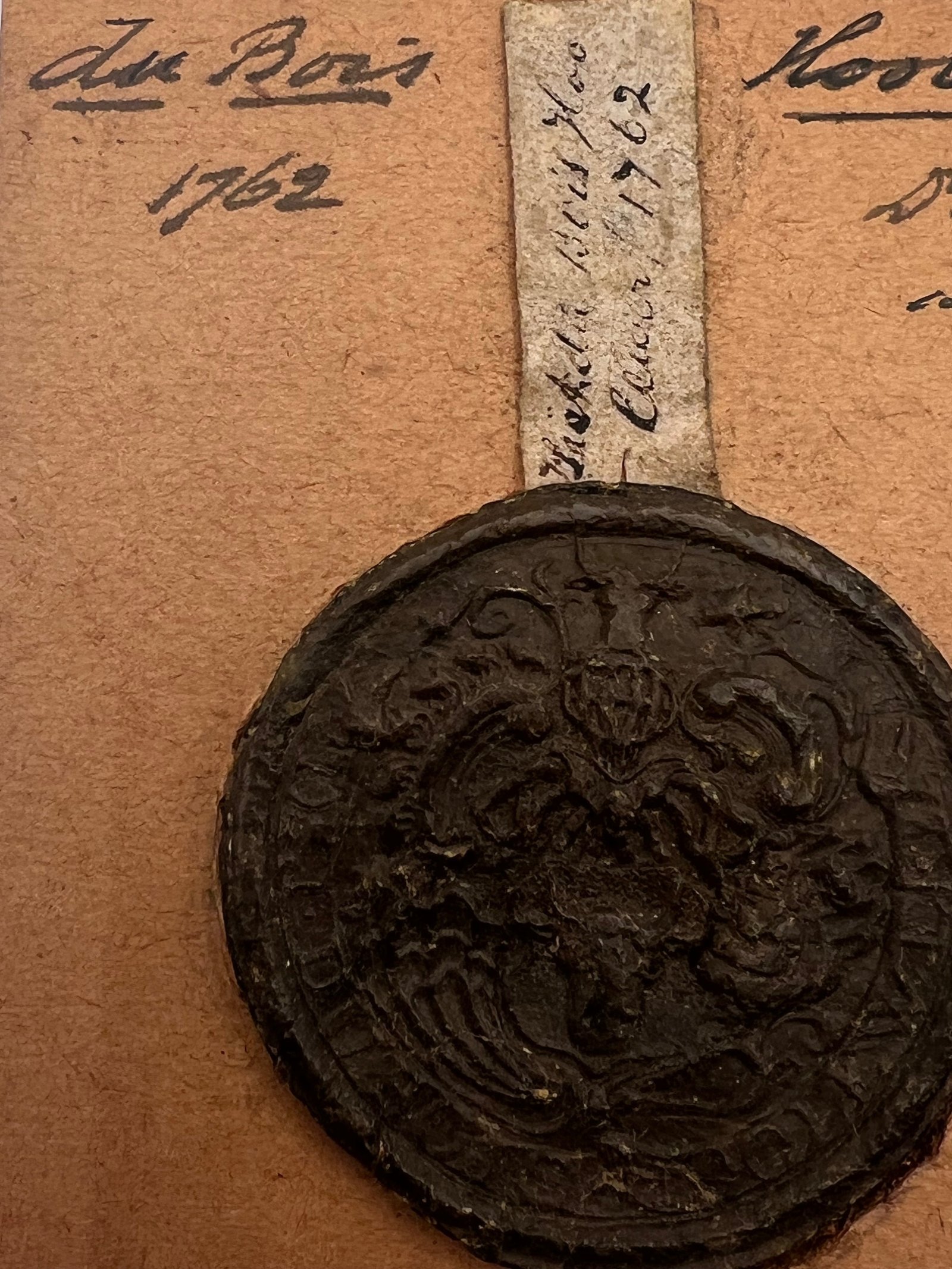 1762 Antique Du Bois Heraldic Wax Seal Koolewerff 1774 Dutch Armorial #1508 photo 5