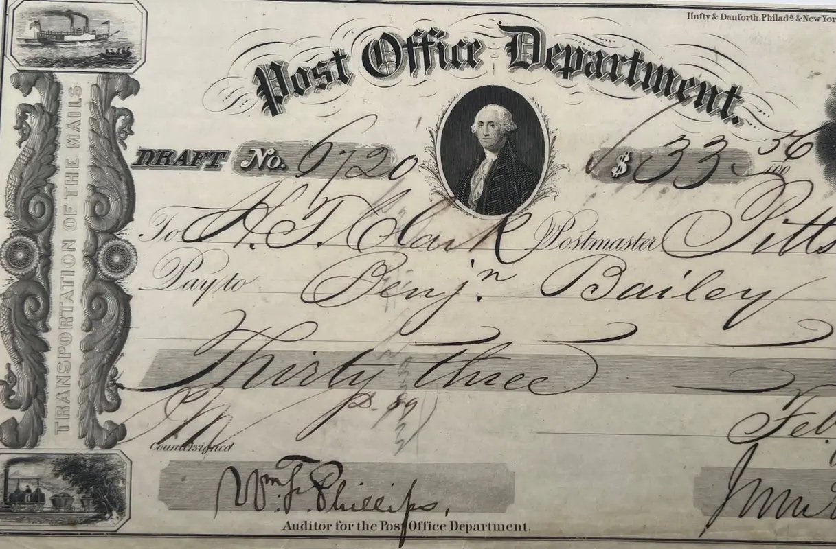 1855 Post Office Draft James Campbell Era Pittston Maine Postal History #1510 photo 4