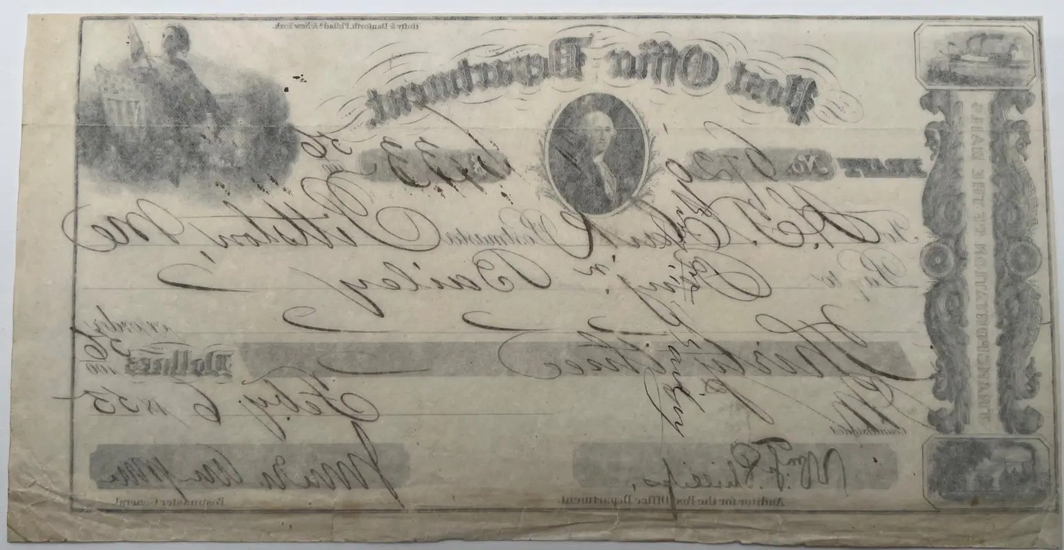 1855 Post Office Draft James Campbell Era Pittston Maine Postal History #1510 photo 7
