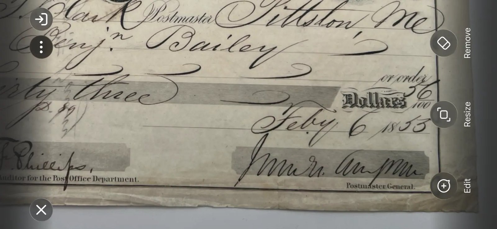 1855 Post Office Draft James Campbell Era Pittston Maine Postal History #1510 photo 8