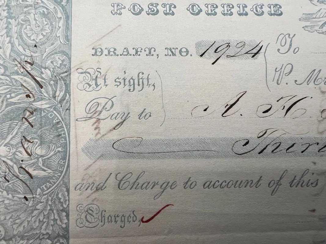 1840 John M. Niles Signed Post Office Draft to Gideon Welles, Hartford CT #1511 photo 5