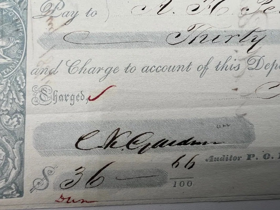 1840 John M. Niles Signed Post Office Draft to Gideon Welles, Hartford CT #1511 photo 6