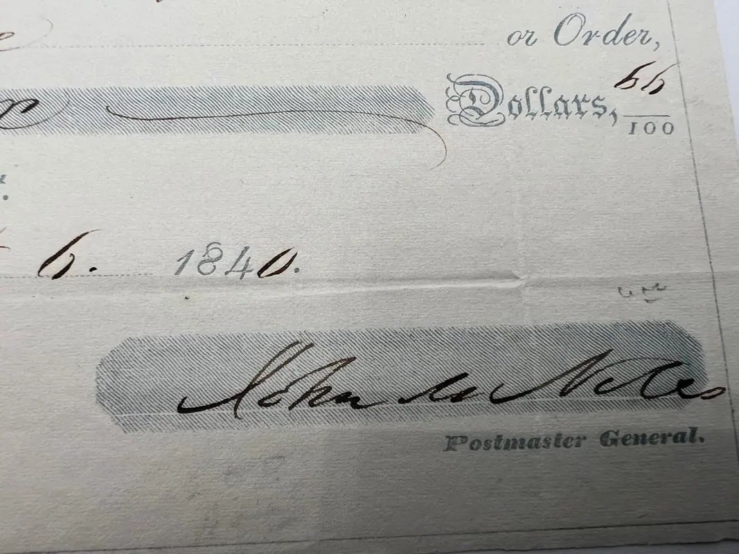 1840 John M. Niles Signed Post Office Draft to Gideon Welles, Hartford CT #1511 photo 7