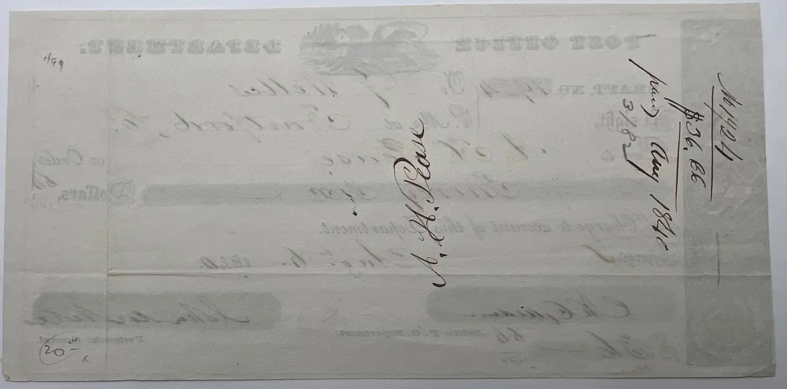1840 John M. Niles Signed Post Office Draft to Gideon Welles, Hartford CT #1511 photo 8