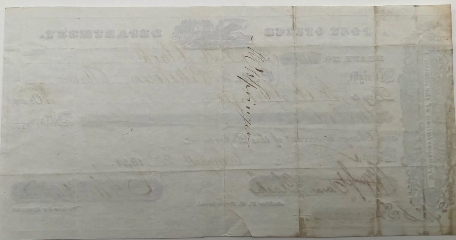 1844 US Post Office Mail Transportation Draft C A Wickliffe Pittston Maine #1512 photo 5