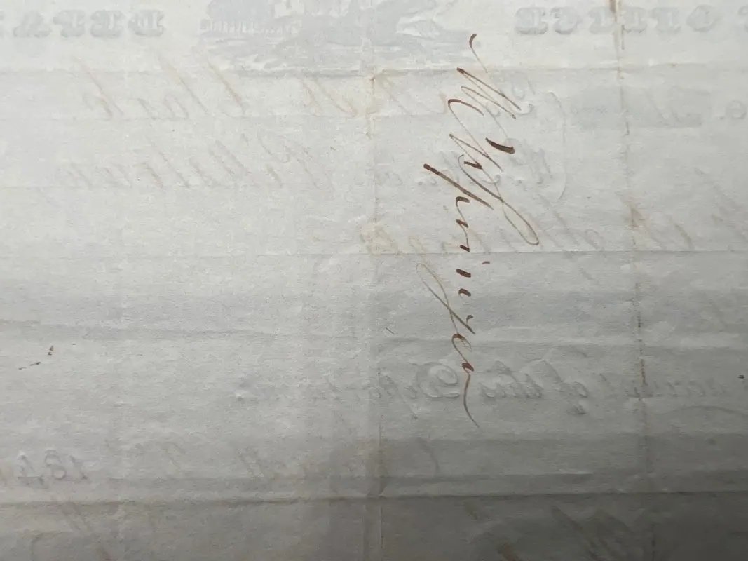 1844 US Post Office Mail Transportation Draft C A Wickliffe Pittston Maine #1512 photo 6