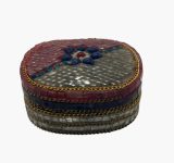 Decorative Mosaic Inlay Trinket Box with Blue and Red Accents # 1513 photo 8