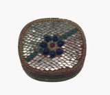 Decorative Mosaic Inlay Trinket Box with Blue and Red Accents # 1513 photo 5
