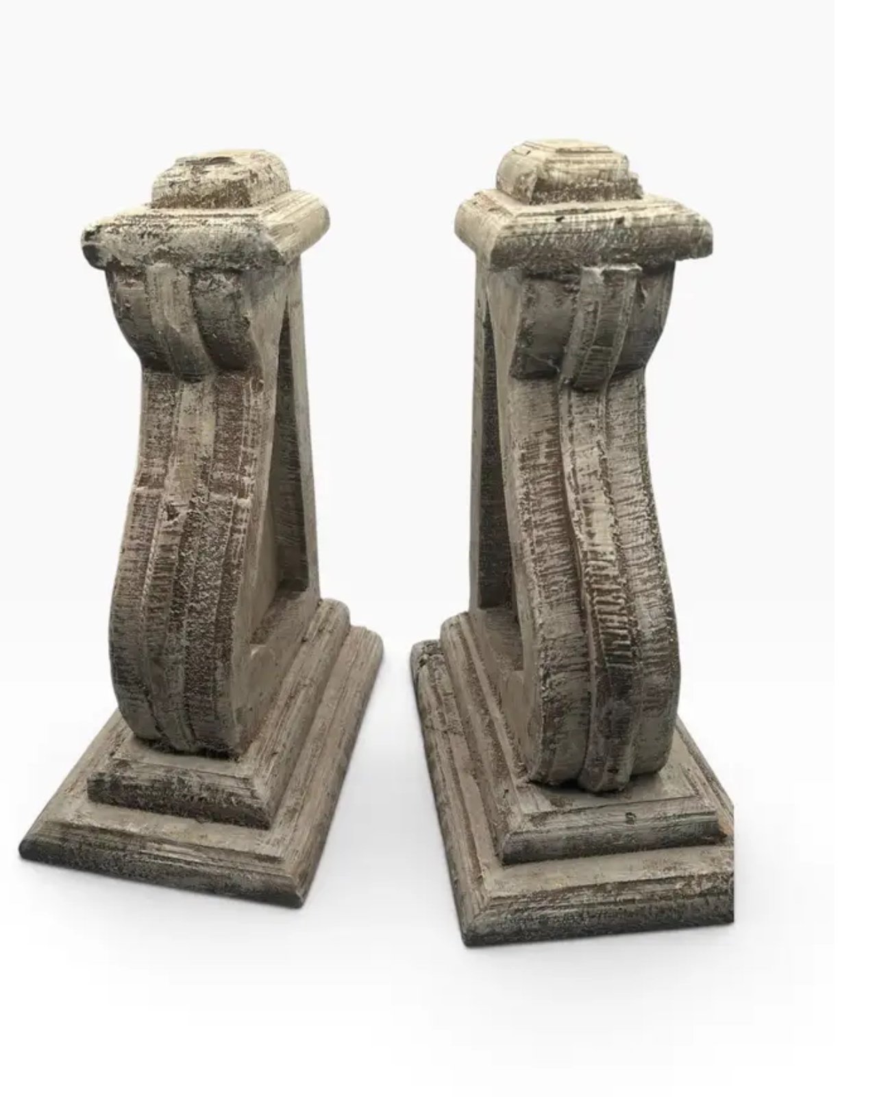 Pair of Distressed Carved Wooden Corbel Supports # #1518