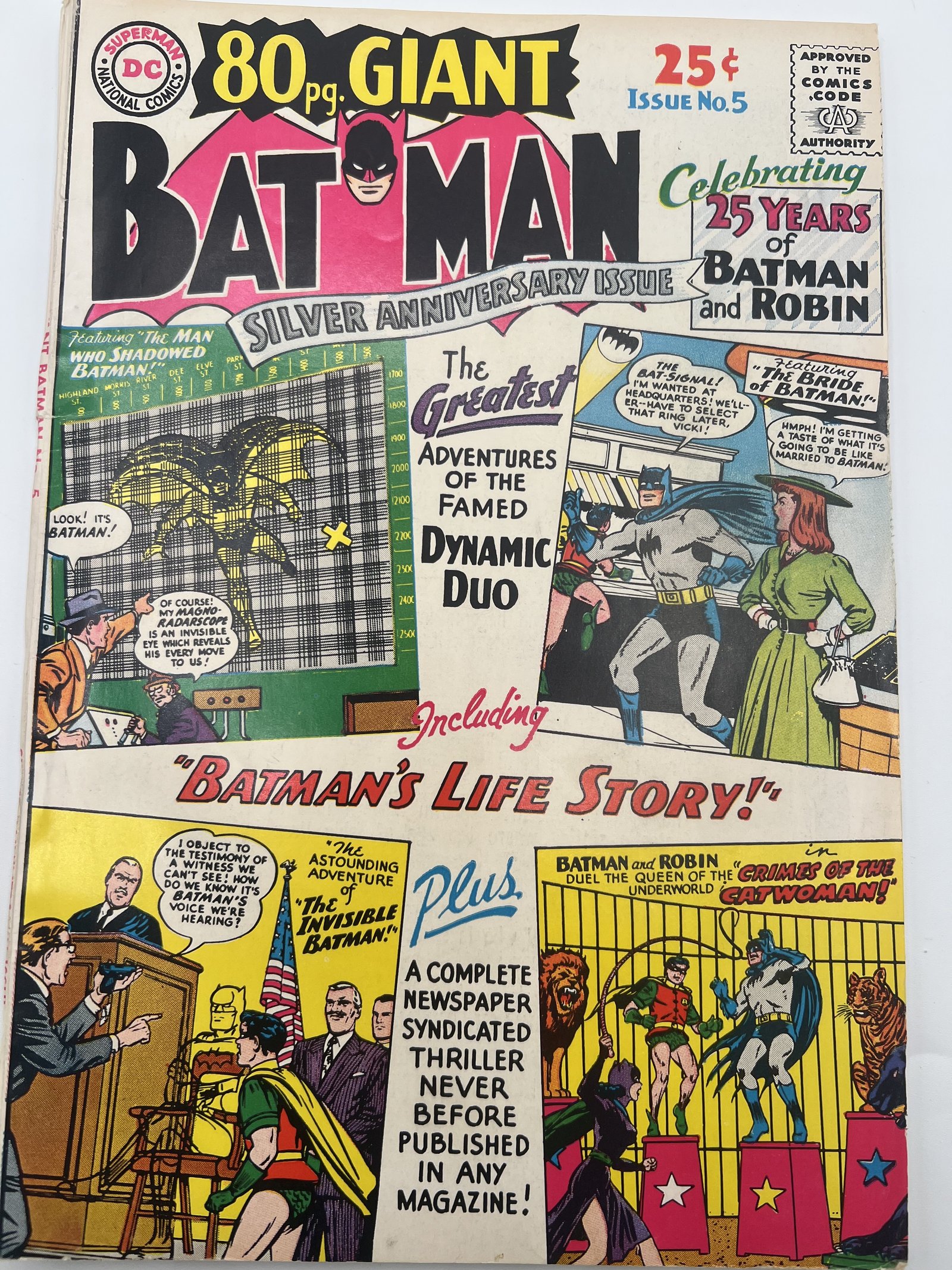 Giant Batman No. 5, 80-Page Giant, 25¢ DC Comic, Silver Anniversary Issue # #1529