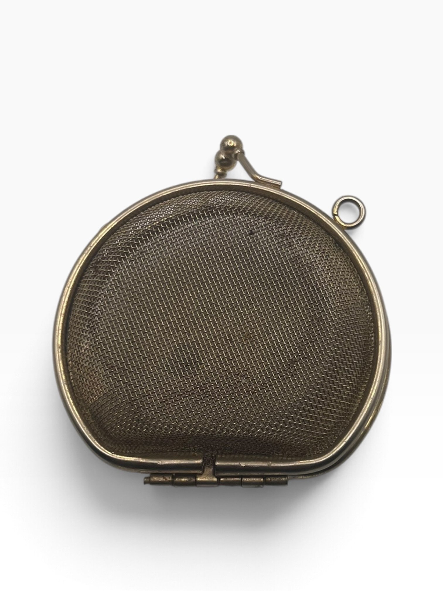 Vintage Round Metal Mesh Coin Purse with Hinged Frame # #1519